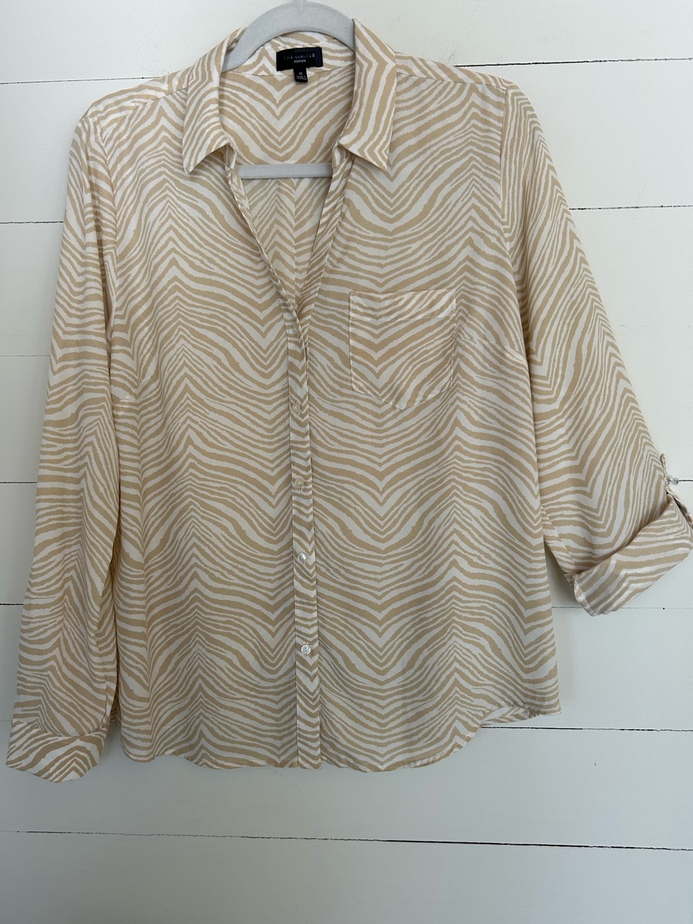 The Limited Beige Zebra-Print Button-Down Shirt